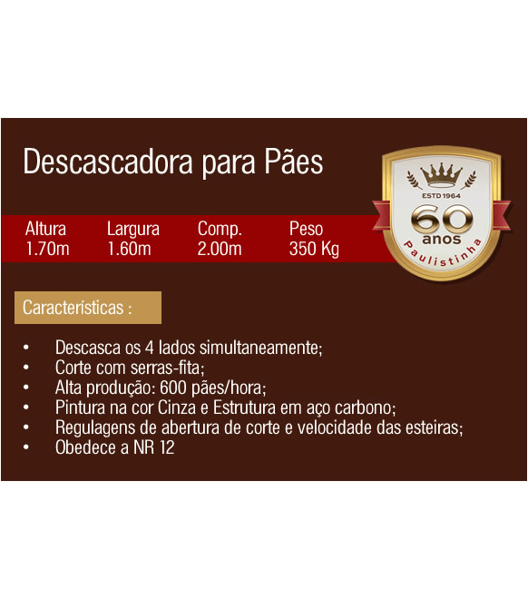 Descascadora de Pães - Paulistinha